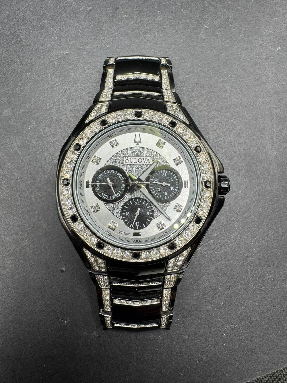 Bulova 98C102 Men's Crystal Black Ion Plated Stainless Steel Chronograph Watch